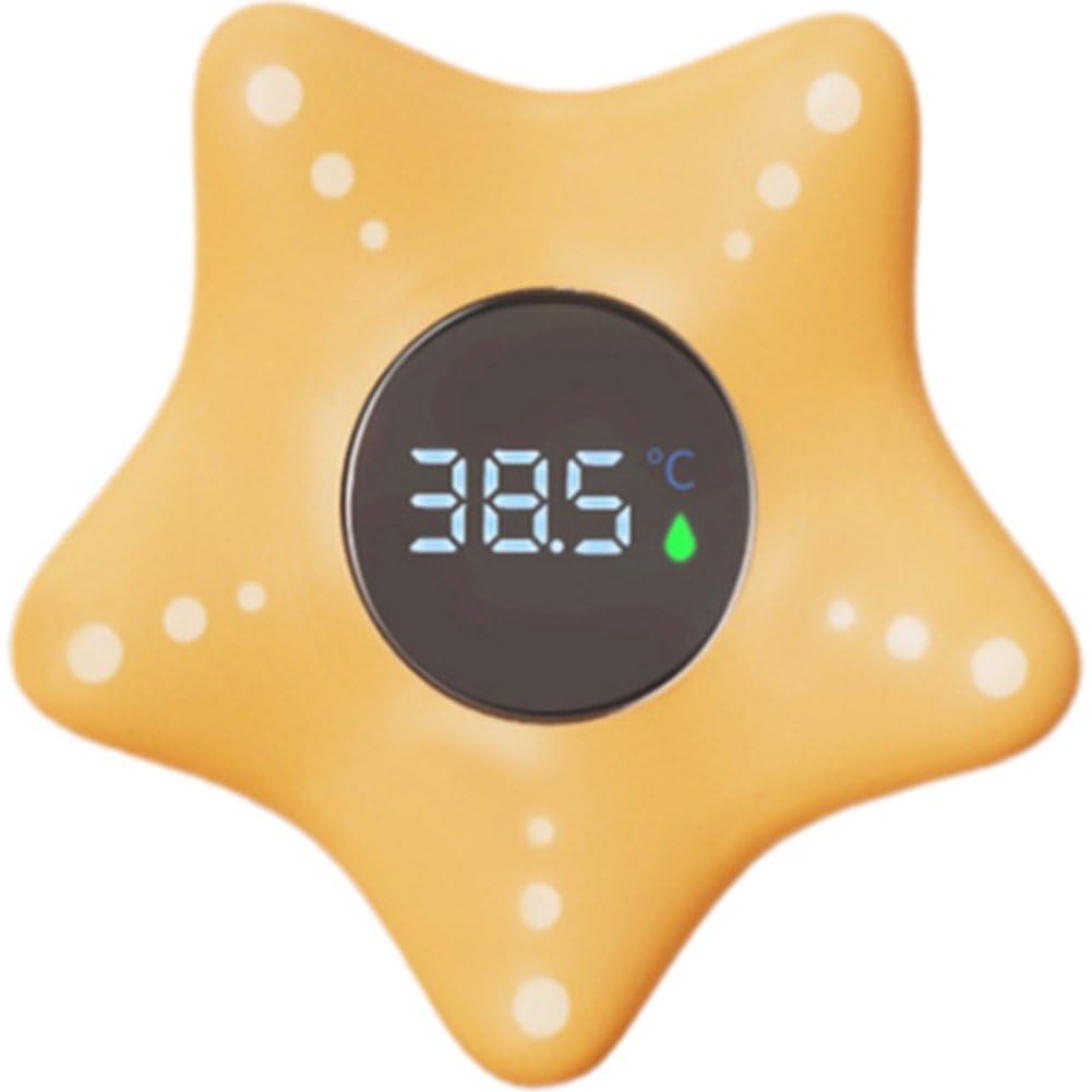 Ericetion Starfish Baby Bath Thermometer, Waterproof, Bath Thermometer, Temperature Warning Time Display Cartoon Baby Bathtub Thermometer for Birth