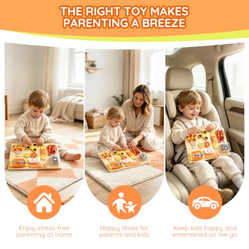 Montessori Busy Board Toys, Wooden Sensory Activity Board for Autistic Children, Travel Toys for 3+ Year Old Boy & Girl Birthday Gift, Attached Growth Chart for Kids Brand: SEYTUFU - image 7