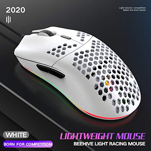 chenpaif Mouse, Mouse da Gioco M6 Hollow Honeycomb Style Mouse Leggero RGB cablato Mouse da Gioco 12000 DPI