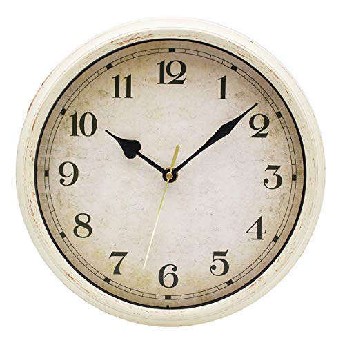 Filly Wink Retro Wall Clock Non Ticking 10 Inch Classic Silent Quartz Battery Operated Clocks Decorative Home Living Room Bedroom Office School(White) #TOP2