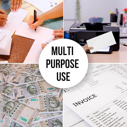 Image of Shuban Premium White Cheque Size Paper Envelop, Thickness 80 GSM Ideal for Home Office Business Corporate Secure Mailing - 9.5 inch X 4.5 inch - (50 pcs)
