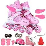 ZCRFY Patines En Línea Patines De Ruedas Ajustables Niños Principiantes Hombres Y Mujeres Varones Y Niñas Patines De Ruedas Patinaje sobre Hielo Conjunto De Patinaje sobre Hielo para,Pink-L
