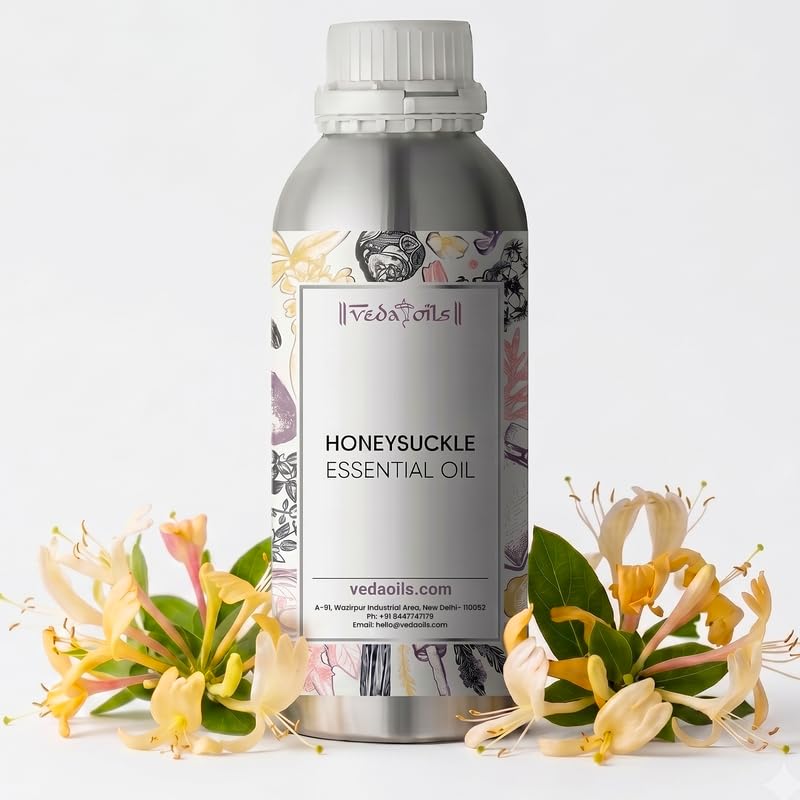 Image of VedaOils Honeysuckle Essential Oil 100ml | 100% Pure & Natural Honeysuckle Oil for Aromatherapy, Skin Care, Massage & Diffusers