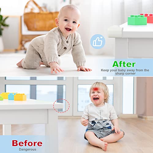 Image of 8 Pack Soft Corner Protector Baby Proofing Edge and Corner Guards, Safety Pre-Taped Rubber Foam,Child Safety Furniture Bumper, Corner Protectors for furniturey, Soft Sponge Table Corners, White
