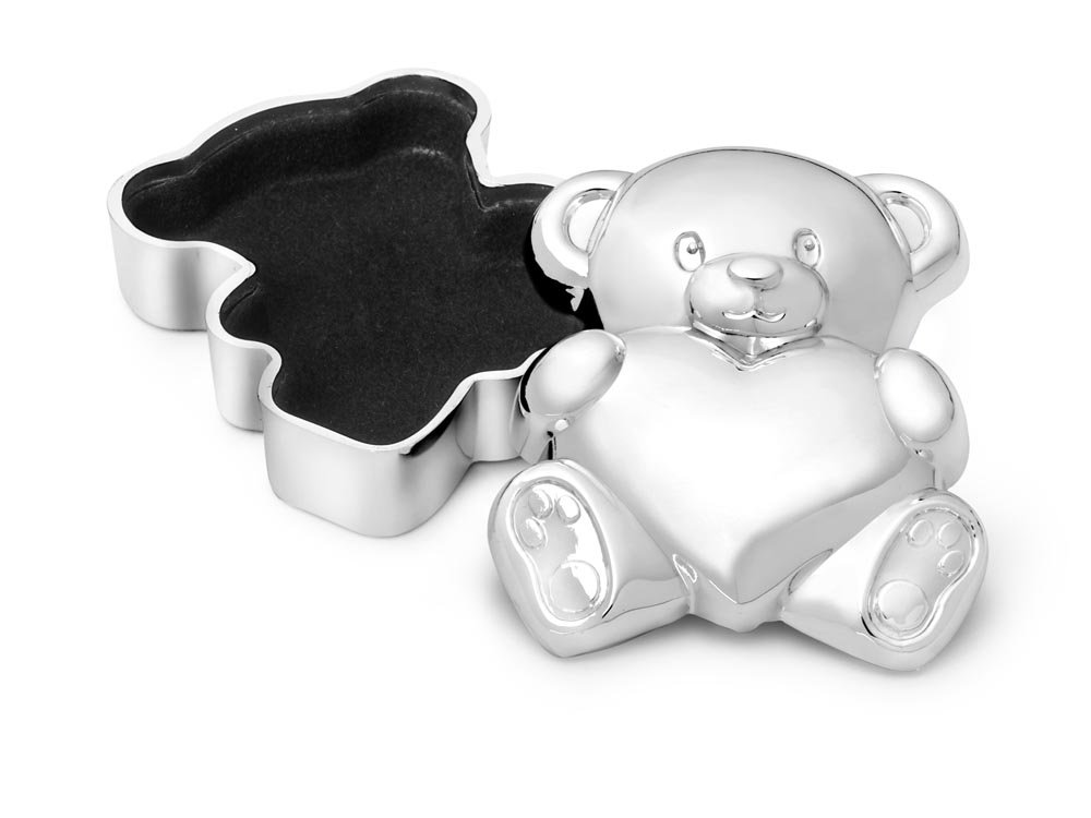 Zilverstad First Tooth/Hair Curl Box, Bear with Heart, Silver Colours, 5.7 x 4.7 x 2.4 cm - Image 2