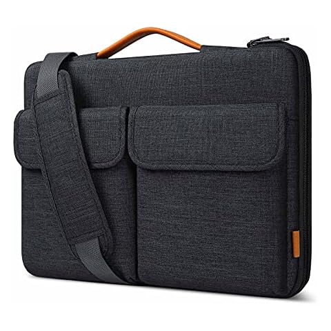 Inateck 360° Protection 13.3 Inch Laptop Shoulder Bag Sleeve Compatible with 13 MacBook Pro M1 2022-2012, 13 MacBook Air M2 2022-2012, 14 Macbook Pro M2 2023, MateBook D14, XPS 13, Black Gray Cover