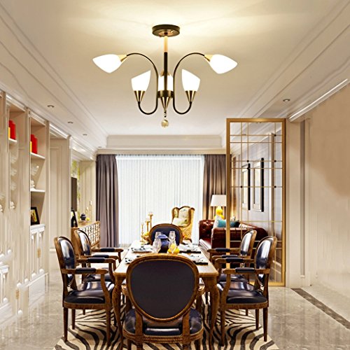 YeSBTx Lampe Suspendue Légère En Fer Forgé de Jardin de Jardin de Style Lustre Lampe de Plafond Salon Chambre À Coucher La Lampe de La Lampe, Dorée 9 Têtes/6 Têtes