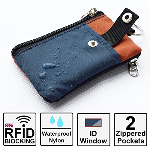 Image of CHENSPRX Minimalist RFID Blocking Small Wallet with ID Window,WaterResistant Zip Id Case Wallet with Lanyard Keychain for Cards,Cash,Travel,Women,Men