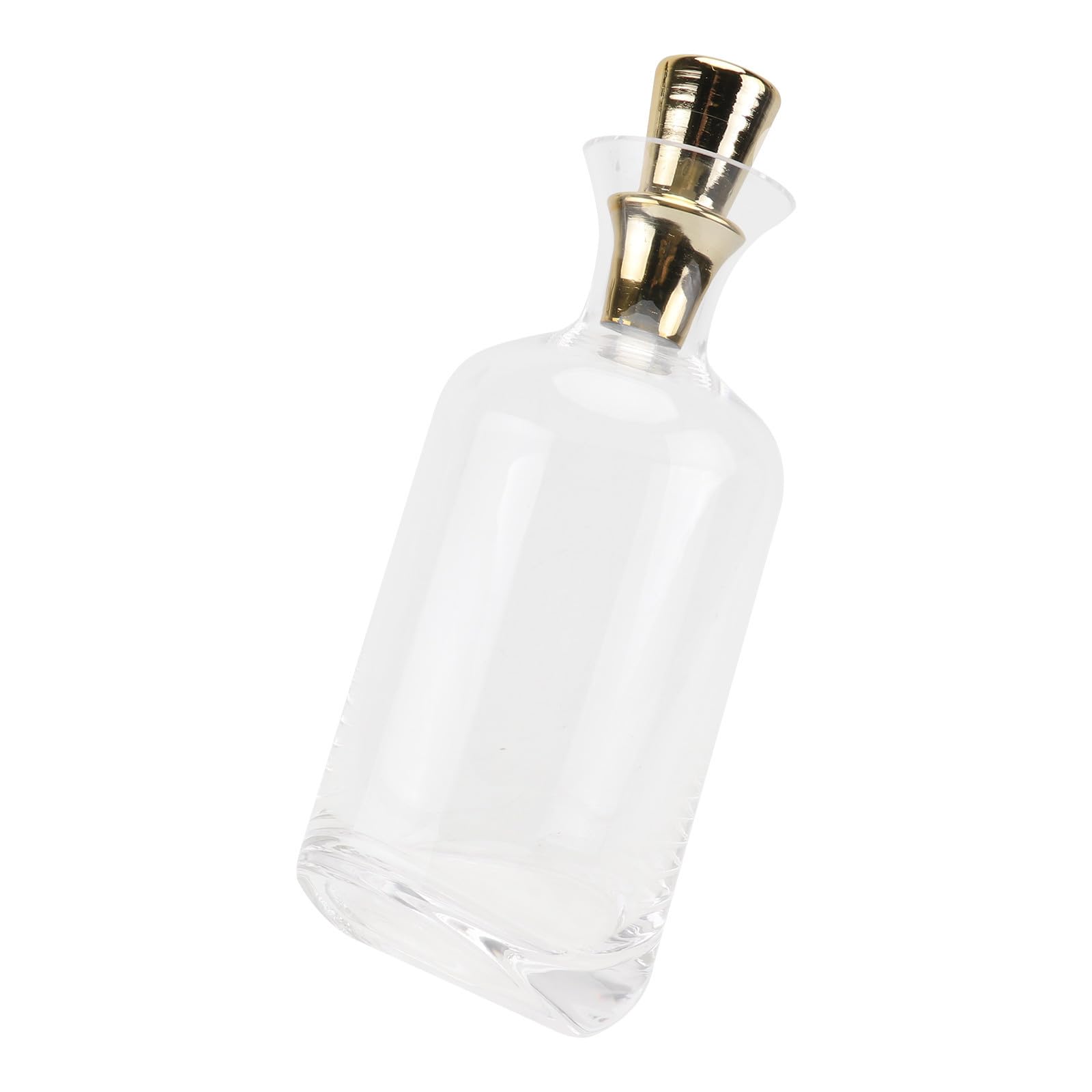 Decanter in Vetro Creativo Base Inclinata e Tappo Dorato, Contenitore per Vino Elegante e Decorativo per Casa e Bar, Stile Nordico Semplice e Raffinato