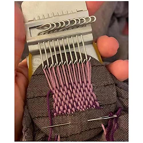 Miniatura 5 de Mini Herramienta De Tejido Tipo Speedweve De Telar De Zurcir, Kit De Telar Pequeño, Para Reparar Ropa, Artes De Tejido De Bricolaje, Telar De Remendar Rápidamente Portátil Pelo