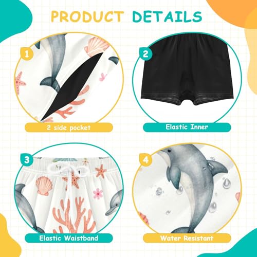 Short de bain pour garçons de 4 à 13 ans avec tissu intérieur doux