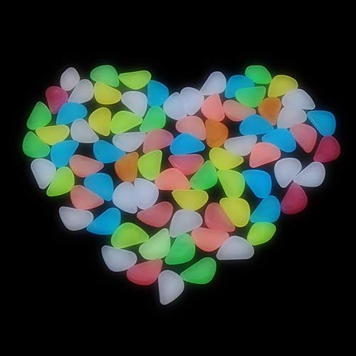 Miniatura 6 de Rocas que brillan en la oscuridad, 100 piedras de jardín multicolor luminosas para acuarios, rocas, decoraciones para pasarelas, jardines, plantas