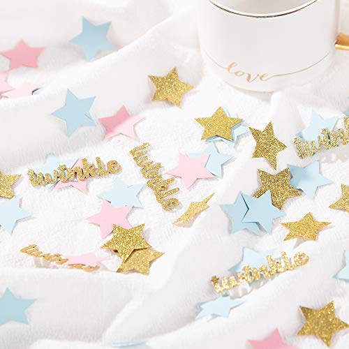 Image of Twinkle Star Glitter Paper Confetti for Baby Shower Gender Reveal Party Decorations Baby Birthday Party Supplies (Pack of 3)