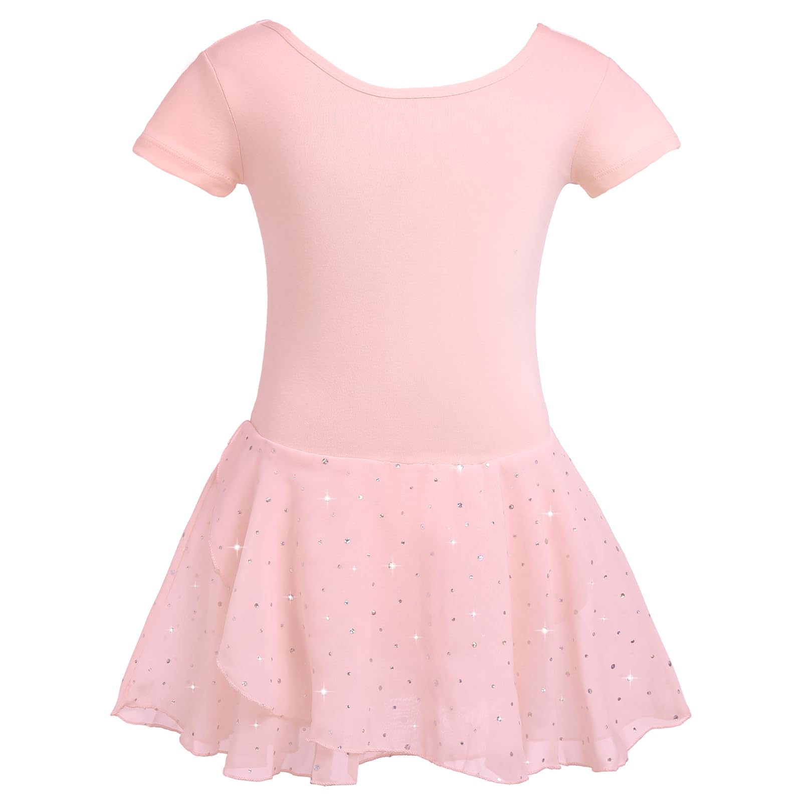 zffriction Kinder Ballettkleidung Mädchen Ballettkleid Baumwolle Kurzarm Ballettanzug Mädchen Tanzkleid Balletttrikot mit Glitzerndes Chiffon Rock Tütü 2-11 Jahre