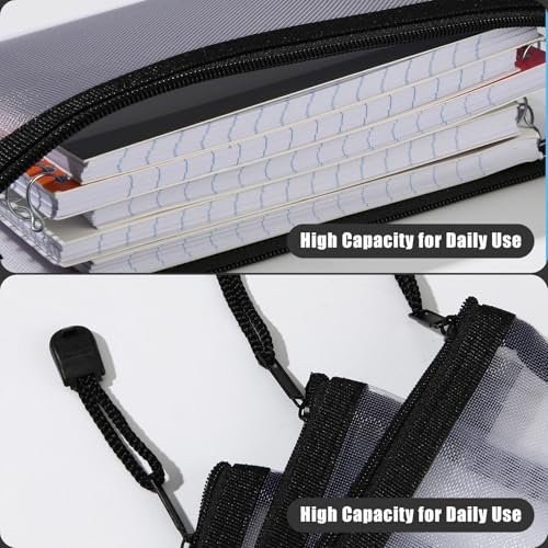 Image of Fainne 120 Pack Mesh Pencil Pouch Mesh Zipper Pouch 9 inch x 4.7 inch Pencil Case Bulk Multipurpose Cosmetics Toiletry Small Bag for Office Travel (Black)