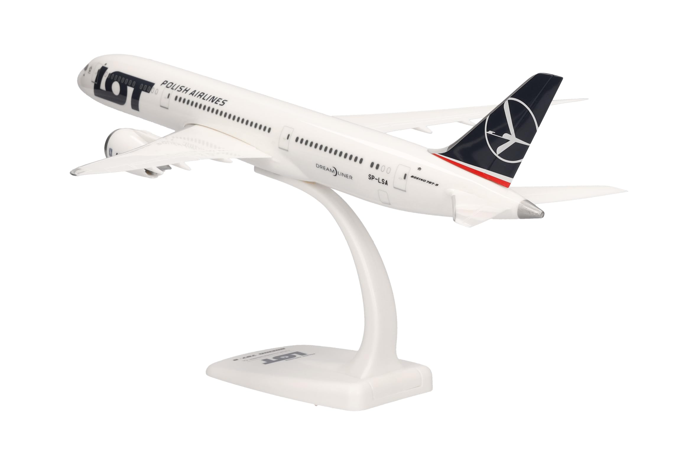 Herpa Maquette Avion LOT Polish Airlines Boeing 787-9 Dreamliner, echelle 1/200, Snap-fit Model, pièce de Collection, d'avion avec Support, Figurine Plastique