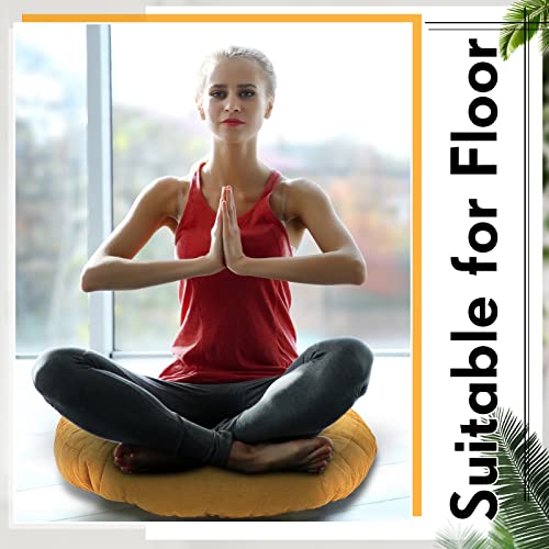 4 Pcs Round Floor Pillows Cushions 22 X 22 Inch Meditation Floor Pillow Large Floor Pillow For Kids And Adults Meditation Cushion Large Pillows For Floor Seating Yoga Living Room Office (Yellow) #TOP6