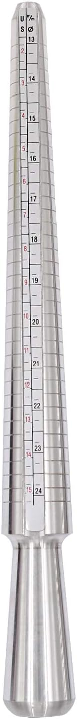 Ring Sizer Measuring Tool Kit, 27 PCS Metal Ring Gauge Set with Rubber Jewelry Hammer, Ring Mandrel & Measuring Stick, US Sizes 0-13, Ring Shaper for Jewelry Making, Repair & Wire Wrapping