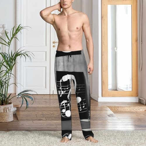 Pantalon de pyjama homme notes de musique EdWal noir et blanc taille XL avec poches