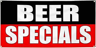 Vinyl Banner Multiple Sizes Beer Specials Food Fair Promotion Business Restaurant & Food Outdoor Weatherproof Industrial Yard Signs Red 4 Grommets 16x40Inches