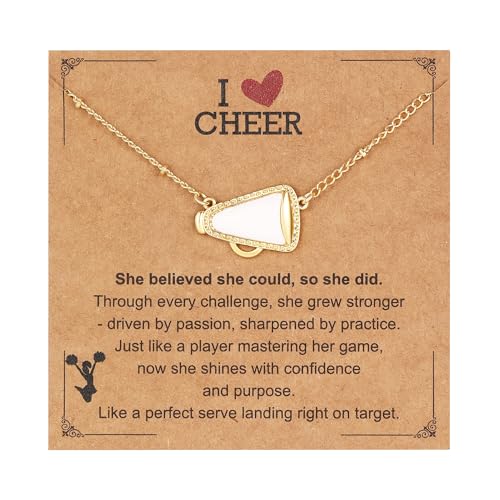Drogomen Cheer Necklace Gifts for Women Cheerleader Necklace Cheer Stuff Accessories Birthday Graduation Christmas Cheerleading Gifts for Women Mom Team Coach Sports Fans