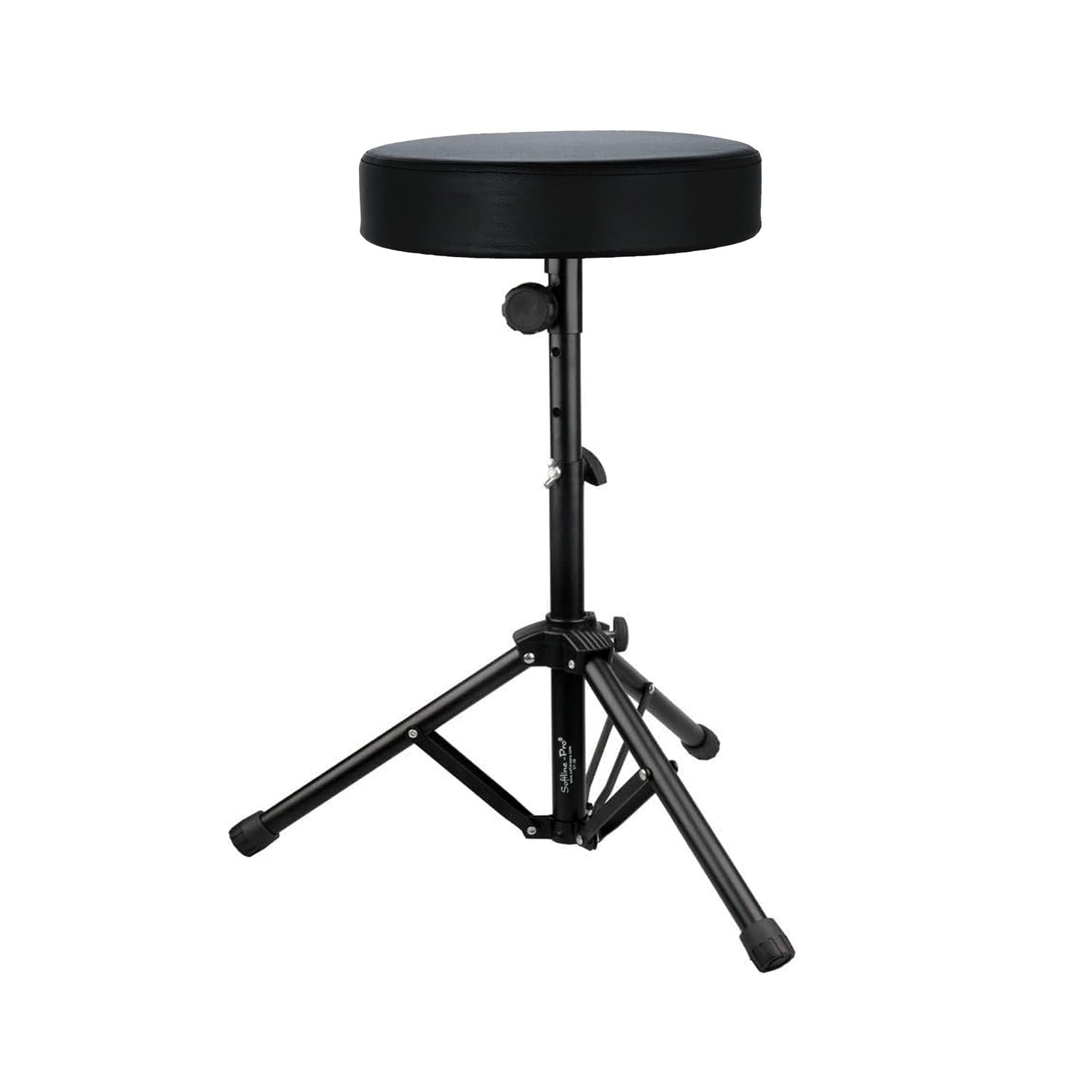 Softline Pro SP36 Drum Throne, 3 Steps Height Universal Drum Stool, Round Padded Drum Seat Stool, Adjustable Knob, Durable Double Stents Tripod