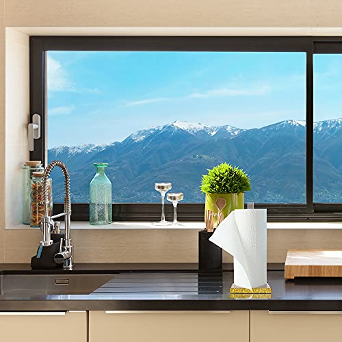 Elavain Elegant Acrylic Paper Towel Holder Countertop & Toilet Paper Stand Holder | Gold Base & Clear Stem | Perfect As Home Decor For Kitchen Or Bathroom | For All Brands Rolls Up To 12.5‘’ High #TOP5