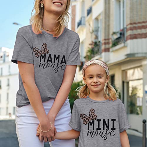 Mommy and Me Matching Shirt Outfit Mama Mini Leopard Love Heart Tshirt Mom Daughter Family Matching Set Clothes3
