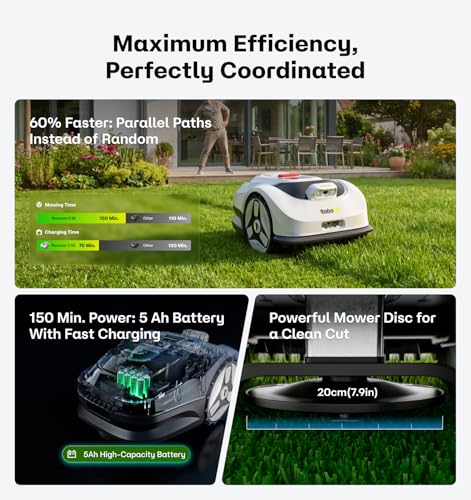 Racccoon 2 SE Robot Lawn Mower, Wire-Free Robotic Lawn Mower without RTK for Max. 0.15 Acre Lawn Area, 1.18\"–3.15” Cutting Height, with AI Obstacle Avoidance, 5Ah Fast-Charging Battery for Small Lawns - Thumbnail 4