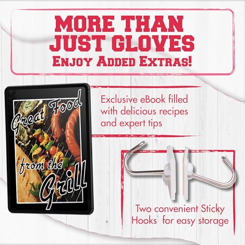 Image of KITCHEN PERFECTION Silicone Smoker Oven Gloves For Women -Extreme Heat Resistant BBQ Gloves -Handle Hot Food Right on Your Smoker Grill Fryer|Waterproof Oven Mitts Grill Gloves |Superior Set+3 Bonuses