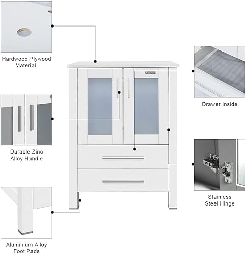 Miniatura 155 de eclife - Lavabo de baño de 24.0 pulgadas con encimera, gabineta de estilo contemporáneo Turquesa Cuadro