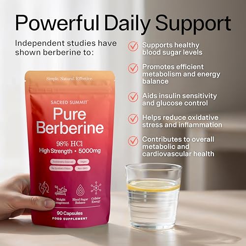 Sacred Summit Pure Berberine 500mg – 10:1 Extract (5000mg Equivalent) – Vegan Capsules Made in UK – Premium Plant-Based Supplement for Everyday Balance and Vitality – 90 Capsules - Image 3
