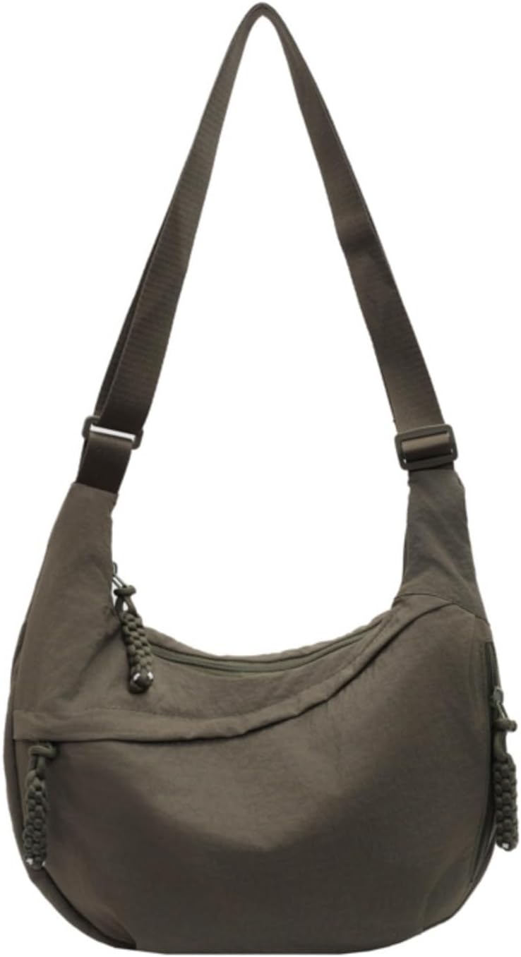 Crossbody Nylon Crescent Bag for Women - Lightweight Small Hobo With 2 Pack Inner Dumpling Bag - Casual