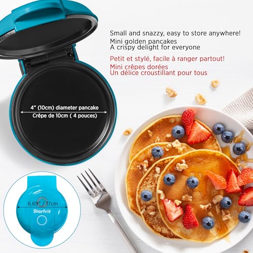 Starfrit Electric Mini Pancake Maker - 4" Non-Stick Cooking Surface - Easy to Use & Clean - Blue - 300W by Starfrit - Image 3