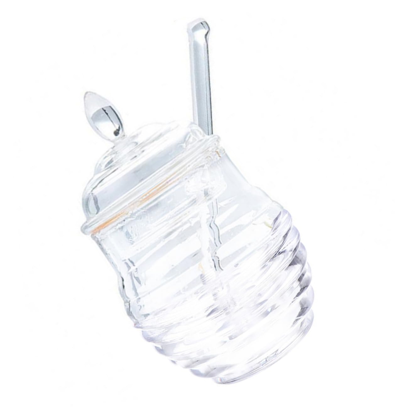 Mikinona 1pc Honey Pot Clear Jars Honey Spoon Stirrers Storage Jar Fruit Jam Jar Honey Container Honey Jar Honey Dipper Sticks Honey Drizzle Stick Transparent Of Plastic Particles re-usable