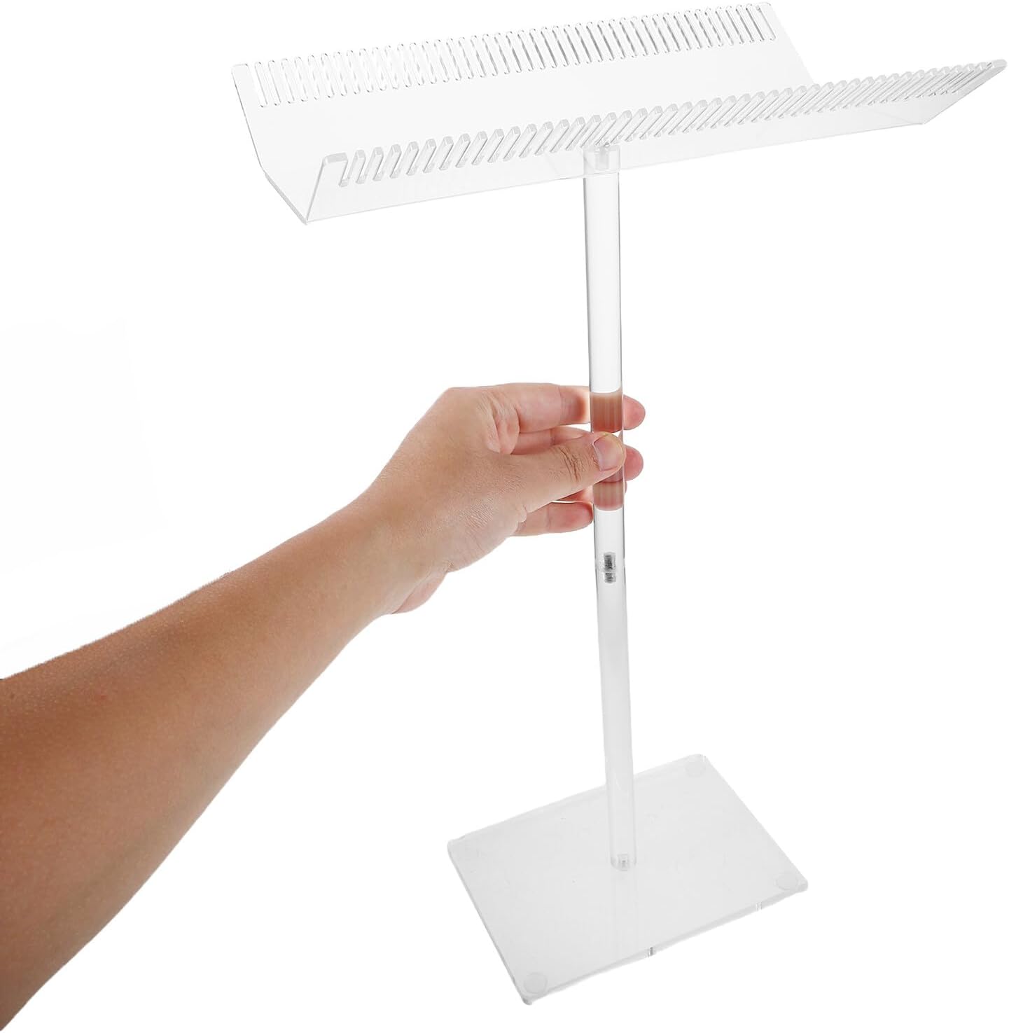 Acrylic Wig Display Stand with Hair Extension Holder Organic Glass 25.5x16x45cm for Hair Salon and Home Styling Storage