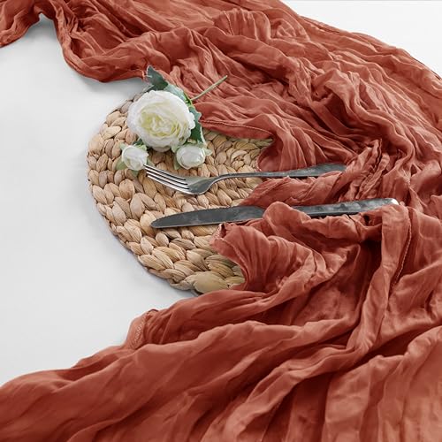 flohar 6 Pack Terracotta Christmas Fall Cheesecloth Table Runner 9ft,17 x 108 inch Gauze Table Runner Rustic Romantic Wedding Runner for Wedding Bridal Shower Fall Decoration by flohar - Used condition - Image 6