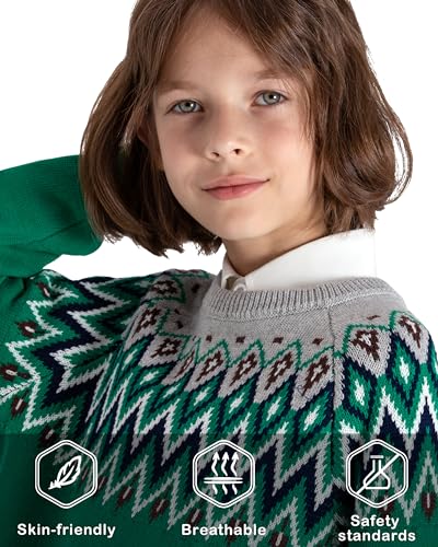 Image of BOBOYOYO Boys Sweaters 100% Cotton Cable Knit Kids Sweater Striped Pullover