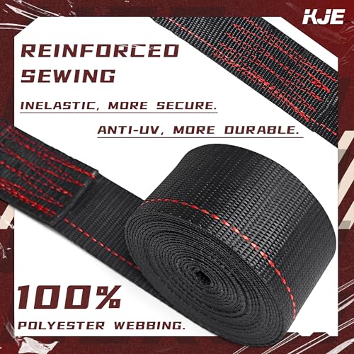 KJE E-Track Ratchet Straps, 4 Pack Black 2" x16' Heavy Duty Cargo Tie-Downs, 4500LBS Breaking Strength, Standard E Track Fitting Tie Down Ratcheting Strap for Cargo Vans, Trucks, Trailers by KJE - Image 4