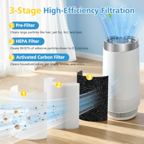 Image of 2-Pack TD-1300 Filter Replacement for Tredy TD1300 Air Purifier | 3-in-1 HEPA & Activated Carbon Filters, also for Tenergy Renair TAP01 / Cool-Living CL-6070A / BEABA Nursery, for Large Room