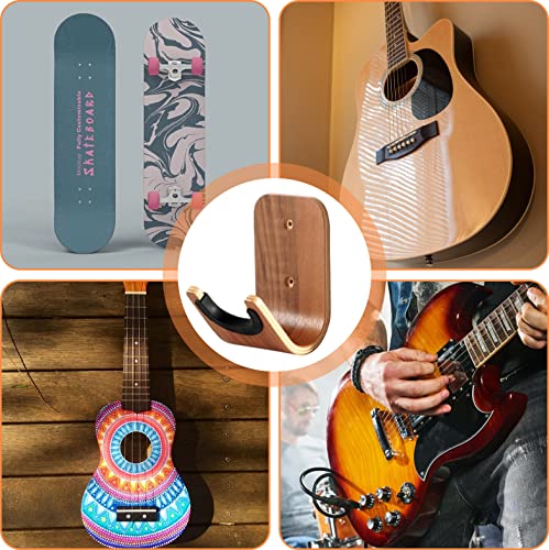Wood Guitar Hanger Wall Mount: Guitar Wall Mount For Storage And Display, Skateboard Wall Mount Guitar Wall Mount With Pick Slot For Acoustic Guitars, Ukulele, Electric Guitars, Violin, Cello #TOP6