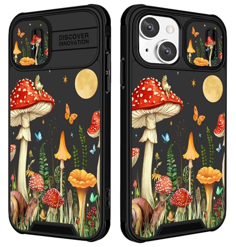 Image of Funermei (2in1 for iPhone 15 Case for Women Girls Cute Phone Cover Butterfly Moon Girly Pretty Teens Mushroom Kawaii Aesthetic Design with Camera Cover Funda for Apple for iPhone 15 Cases