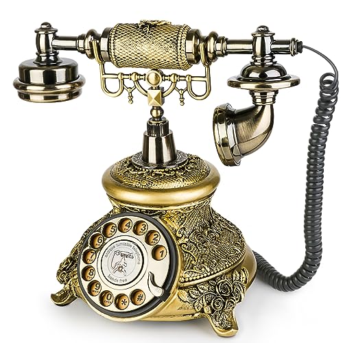 Sangyn Vintage Rotary Dial Telephone Antique Phone Retro Landline Phones Old Fashioned Telephone for Home Office Cafe Bar Hotel Decor