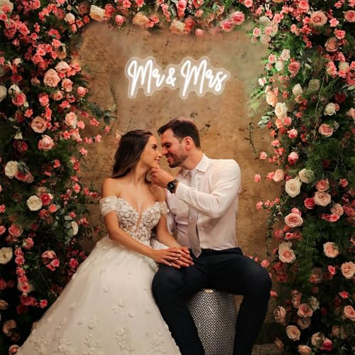 Image of 20in Mr and Mrs Wedding Neon Signs-Adjustable USB Mr and Mrs Light Up Sign Neon Wedding Decor Signs Backdrop Decorations for Reception Anniversary Engagement Gifts