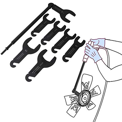 aremnry 8Pcs Pneumatic Fan Clutch Wrench Set Removal Tool Kit Auto Repair Spanner Kit Installs Fan Clutch Fits for Ford GM Jeep Chrysler