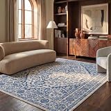 SAFAVIEH Area Rug 8x10 - Brentwood Collection - Large - Navy & Light Grey, Medallion Distressed Design, Non-Shedding & Easy Cleaning, Ideal for Living Room, Bedroom, Office, Dining Space (BNT832M)