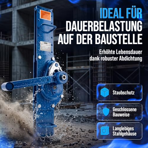 Foto von SHZ Stahlwinde 3 t mit Sicherheitskurbel und Lastdruckbremse | 3000kg belastbare Stockwinde | hebt zuverlässig Dank geschlossener Bauweise | CE-konforme Zahnstangenwinde für Werkstatt und Baustelle