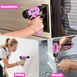 VIGRUE 278PCS Drill Tool Set with 8V Cordless Drill, Home Tool Combo Kit with Drill, Hand Drill Tool Box Kits for Men & Women Repair, Handyman, DIY (Pink)
