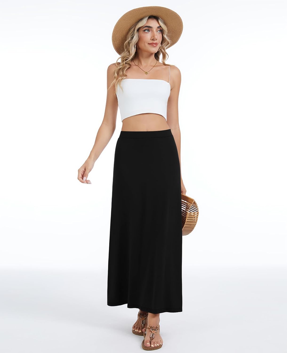 Women's Maxi Skirt Flowy A-line High Waisted Casual Long Skirts - Image 5