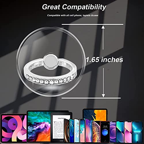 Image of KolorFish Transparent Phone Ring Stand Holder Mobile Phone Ring Holder Finger Grip 360 Degree Rotation (Bling Silver Transparent Round)